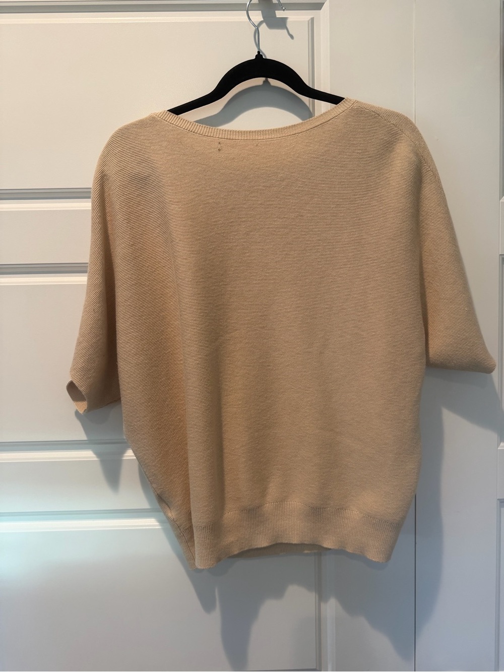 Quince Lightweight Cotton Cashmere Link Stitch Dolman Sweater Oatmeal Small - Picture 6 of 7